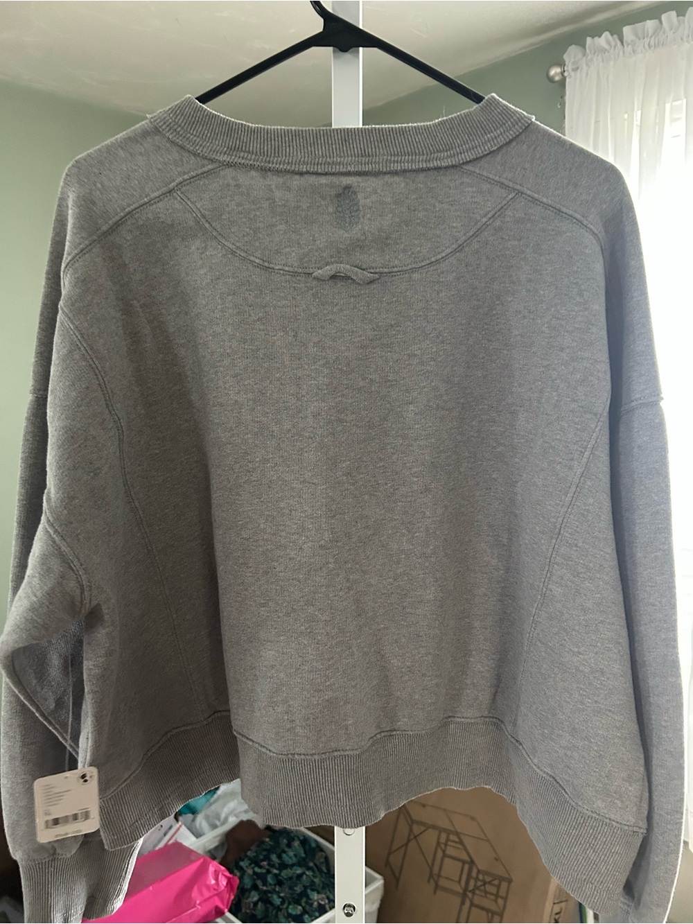Free People Movement Cozy Gray Cropped  Crewneck Sweatshirt - Picture 2 of 4